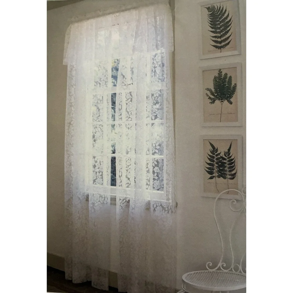Vintage Martha Stewart Curtain With Valance Berry Climbing Rose Lace 80x63